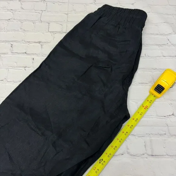 NWT Quince Women 100% Linen Wide Leg Pants Size Large Black D039 -2 - Picture 8 of 16